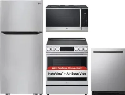 4 Piece Package Includes Refrigerator, Range, Microwave And Dishwasher