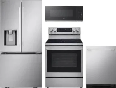 4 Piece Package Includes Refrigerator, Range, Microwave And Dishwasher