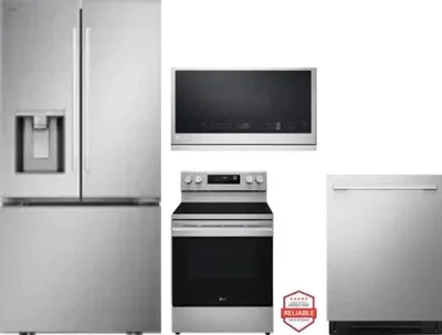 4 Piece Package Includes Refrigerator, Range, Microwave And Dishwasher