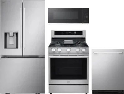 4 Piece Package Includes Refrigerator, Range, Microwave And Dishwasher