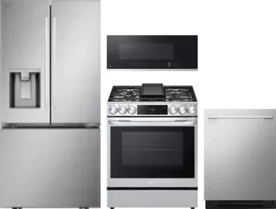 4 Piece Package Includes Refrigerator, Range, Microwave And Dishwasher