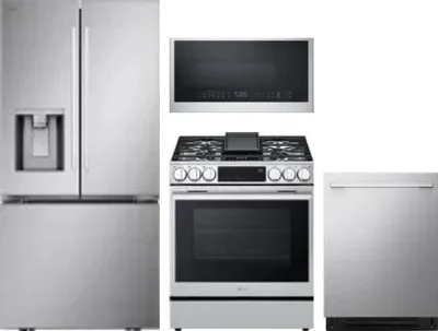 4 Piece Package Includes Refrigerator, Range, Microwave And Dishwasher