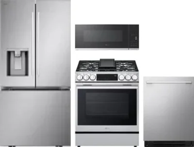 4 Piece Package Includes Refrigerator, Range, Microwave And Dishwasher