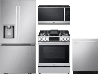 4 Piece Package Includes Refrigerator, Range, Microwave And Dishwasher