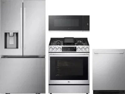 4 Piece Package Includes Refrigerator, Range, Microwave And Dishwasher
