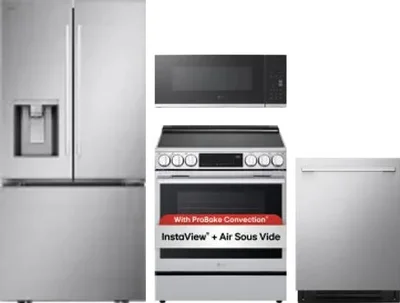 4 Piece Package Includes Refrigerator, Range, Microwave And Dishwasher