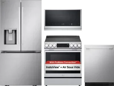 4 Piece Package Includes Refrigerator, Range, Microwave And Dishwasher