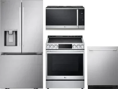 4 Piece Package Includes Refrigerator, Range, Microwave And Dishwasher