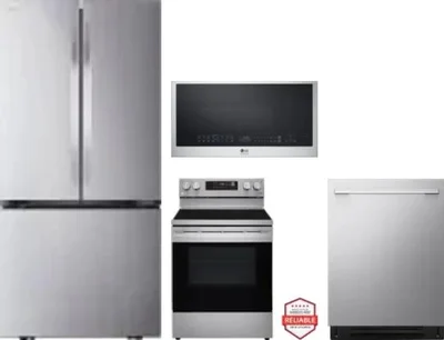 4 Piece Package Includes Refrigerator, Range, Microwave And Dishwasher