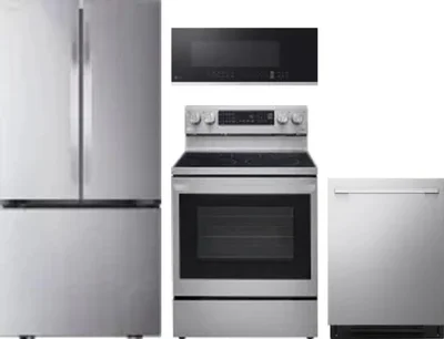 4 Piece Package Includes Refrigerator, Range, Microwave And Dishwasher