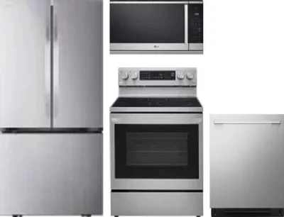 4 Piece Package Includes Refrigerator, Range, Microwave And Dishwasher