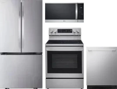 4 Piece Package Includes Refrigerator, Range, Microwave And Dishwasher
