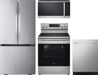4 Piece Package Includes Refrigerator, Range, Microwave And Dishwasher