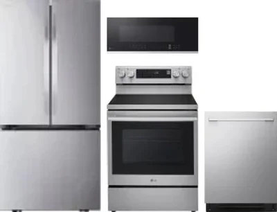 4 Piece Package Includes Refrigerator, Range, Microwave And Dishwasher