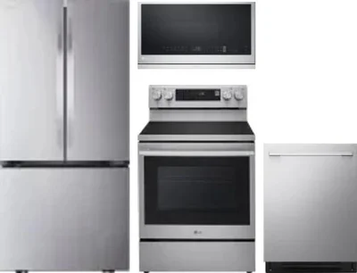 4 Piece Package Includes Refrigerator, Range, Microwave And Dishwasher