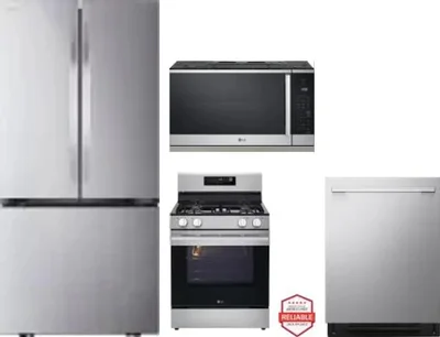 4 Piece Package Includes Refrigerator, Range, Microwave And Dishwasher
