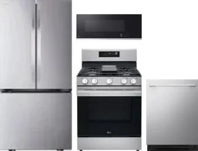 4 Piece Package Includes Refrigerator, Range, Microwave And Dishwasher