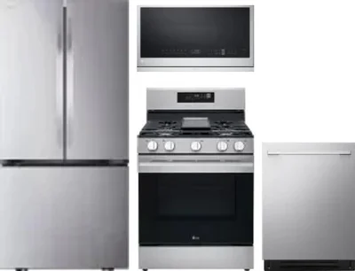 4 Piece Package Includes Refrigerator, Range, Microwave And Dishwasher