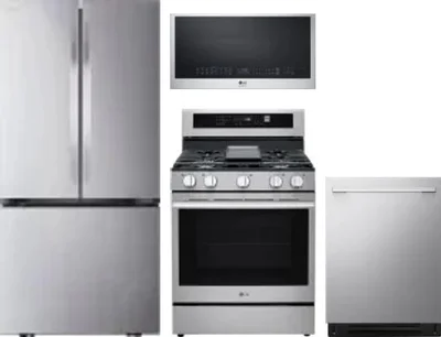 4 Piece Package Includes Refrigerator, Range, Microwave And Dishwasher