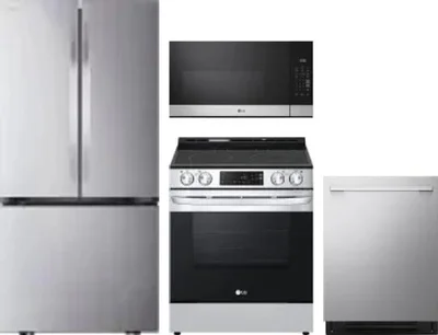 4 Piece Package Includes Refrigerator, Range, Microwave And Dishwasher