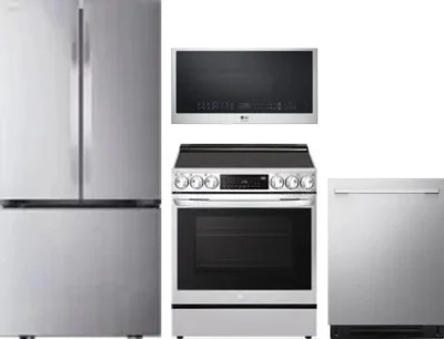 4 Piece Package Includes Refrigerator, Range, Microwave And Dishwasher