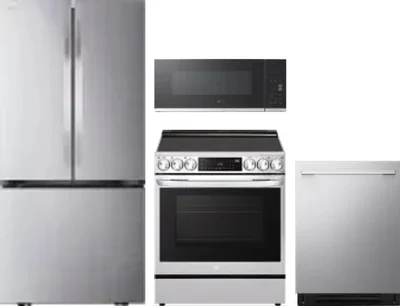 4 Piece Package Includes Refrigerator, Range, Microwave And Dishwasher