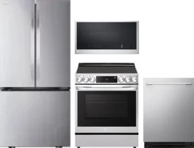 4 Piece Package Includes Refrigerator, Range, Microwave And Dishwasher