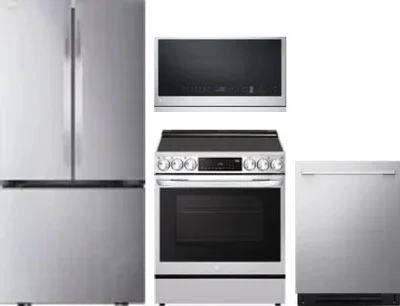4 Piece Package Includes Refrigerator, Range, Microwave And Dishwasher