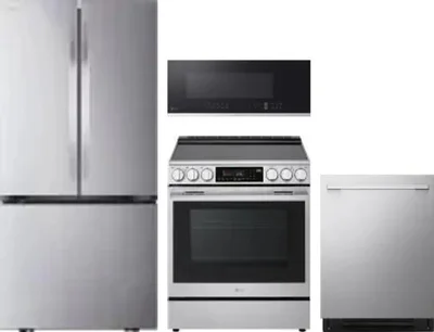 4 Piece Package Includes Refrigerator, Range, Microwave And Dishwasher