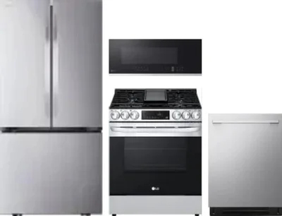 4 Piece Package Includes Refrigerator, Range, Microwave And Dishwasher