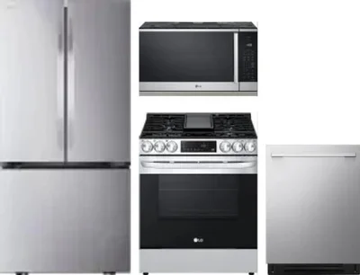4 Piece Package Includes Refrigerator, Range, Microwave And Dishwasher