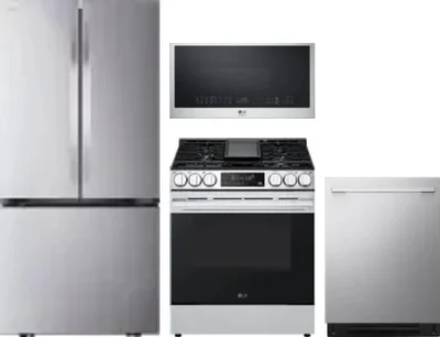 4 Piece Package Includes Refrigerator, Range, Microwave And Dishwasher