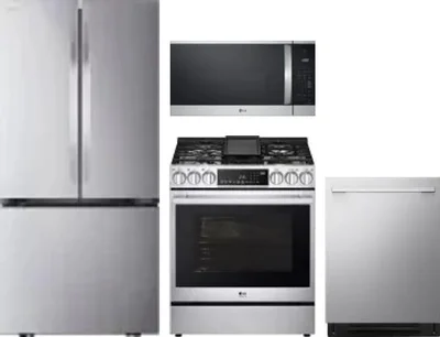 4 Piece Package Includes Refrigerator, Range, Microwave And Dishwasher