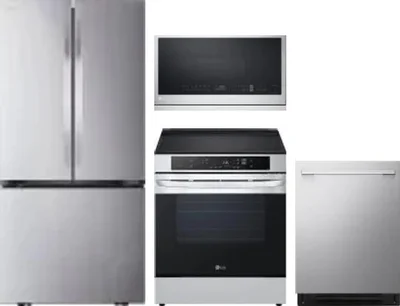 4 Piece Package Includes Refrigerator, Range, Microwave And Dishwasher