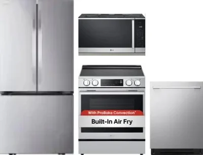 4 Piece Package Includes Refrigerator, Range, Microwave And Dishwasher