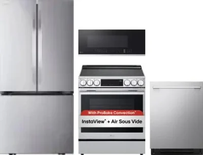 4 Piece Package Includes Refrigerator, Range, Microwave And Dishwasher