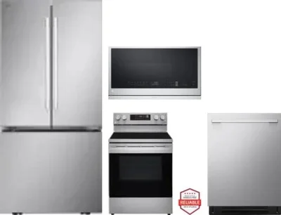 4 Piece Package Includes Refrigerator, Range, Microwave And Dishwasher
