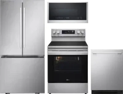 4 Piece Package Includes Refrigerator, Range, Microwave And Dishwasher