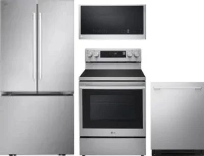 4 Piece Package Includes Refrigerator, Range, Microwave And Dishwasher