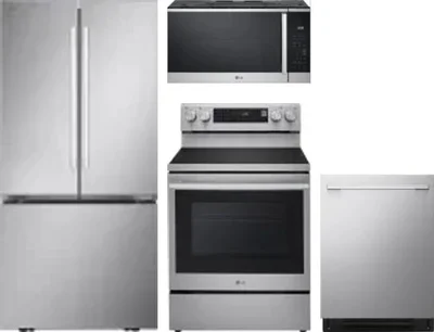 4 Piece Package Includes Refrigerator, Range, Microwave And Dishwasher