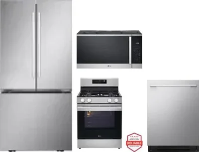 4 Piece Package Includes Refrigerator, Range, Microwave And Dishwasher