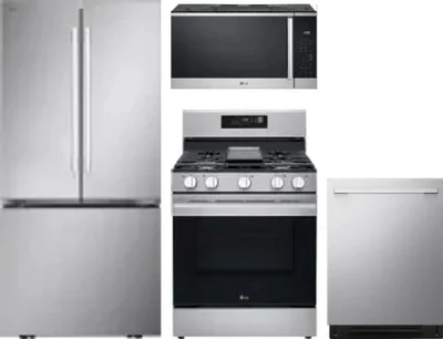 4 Piece Package Includes Refrigerator, Range, Microwave And Dishwasher