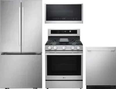 4 Piece Package Includes Refrigerator, Range, Microwave And Dishwasher