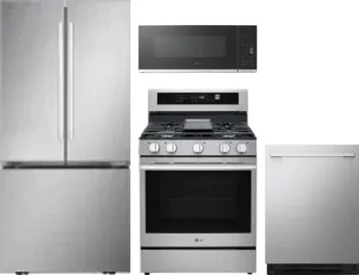 4 Piece Package Includes Refrigerator, Range, Microwave And Dishwasher