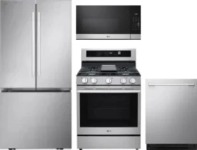 4 Piece Package Includes Refrigerator, Range, Microwave And Dishwasher
