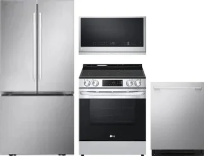 4 Piece Package Includes Refrigerator, Range, Microwave And Dishwasher