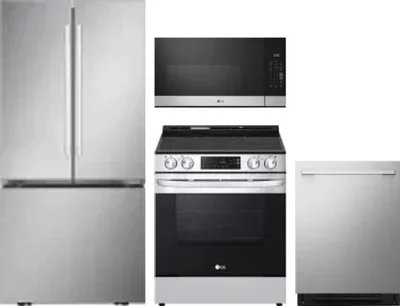 4 Piece Package Includes Refrigerator, Range, Microwave And Dishwasher