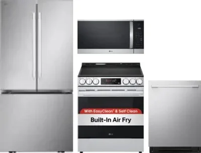 4 Piece Package Includes Refrigerator, Range, Microwave And Dishwasher