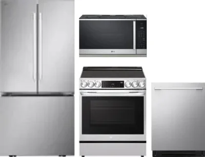 4 Piece Package Includes Refrigerator, Range, Microwave And Dishwasher