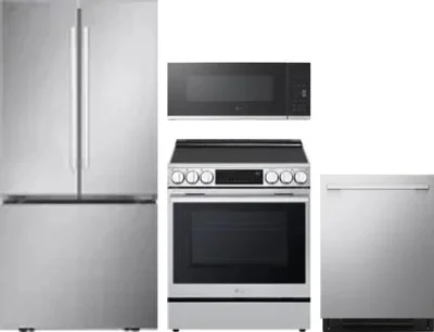 4 Piece Package Includes Refrigerator, Range, Microwave And Dishwasher